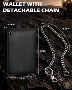 Cartera de piel auténtica con cadena para hombre: cartera RFID para