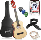 Ashthorpe Guitarra acústica infantil de 30 pulgadas (natural), kit de inicio para principiantes con bolsa de concierto, cuerdas adicionales, correa, púas y lecciones