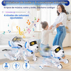 Robot Dog - Robot robot de control remoto con baile cantante, juguete para niños, 17 funciones E Interactivo Perro para 6+, programable inteligente interactivo robótico mascotas, azul y blanco