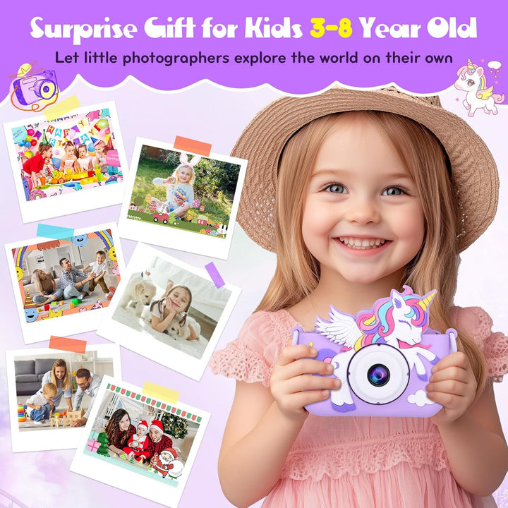 Cámara infantil de unicornio para niñas, cámara digital para niños...