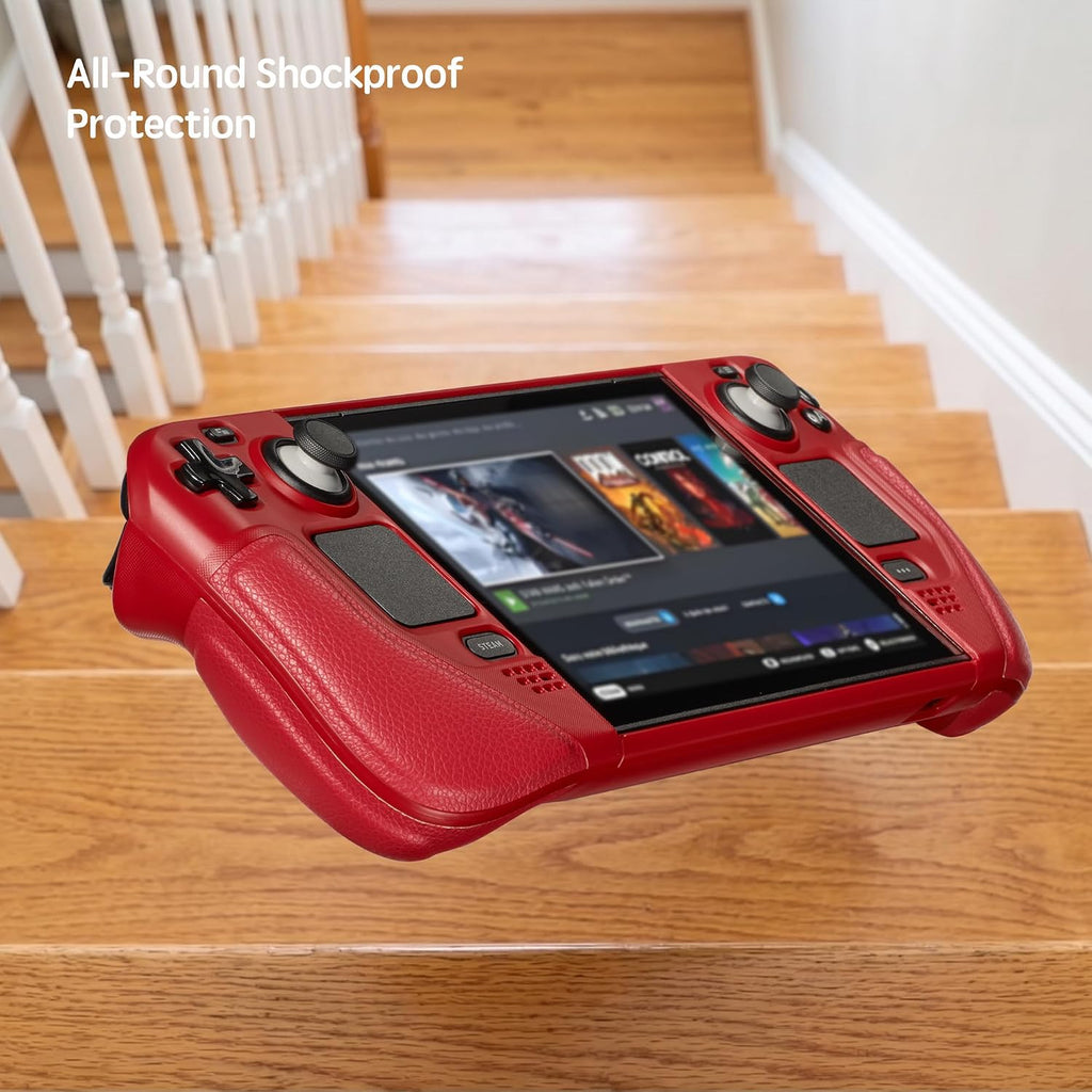 UYIYE Funda protectora para Steam Deck OLED y LCD con soporte rojo