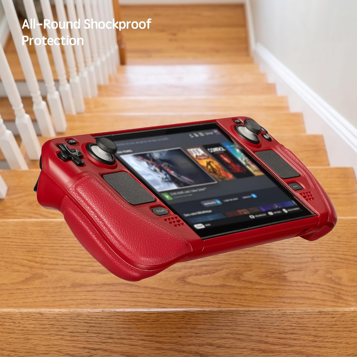 UYIYE Funda protectora para Steam Deck OLED y LCD con soporte rojo