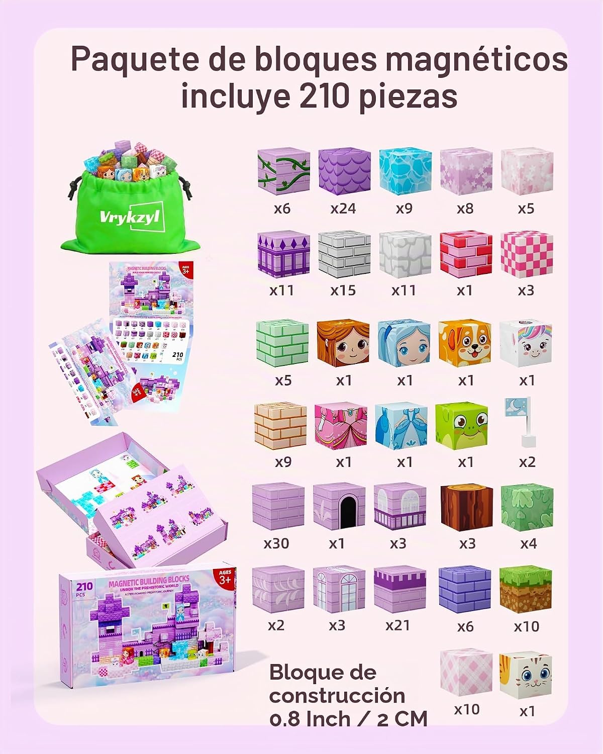 Juego de 210 bloques de construcción magnéticos Princess Castle