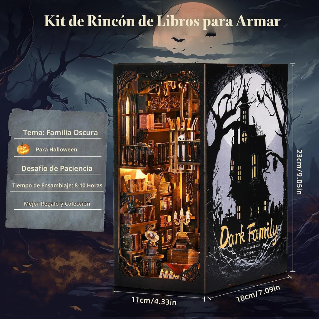 Kit de rincón de libros, casa de muñecas en miniatura, rompecabezas 3D para adultos