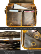 Bolso de mensajero de cuero para hombre, bolso vintage de grano completo