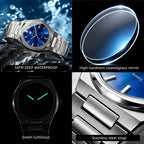 Relojes de negocios de cuarzo de acero inoxidable de cara grande de