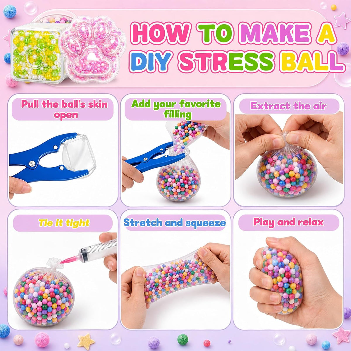 Squishy Making Kit DIY Stress Ball con Fillers Sensory Craft Set
