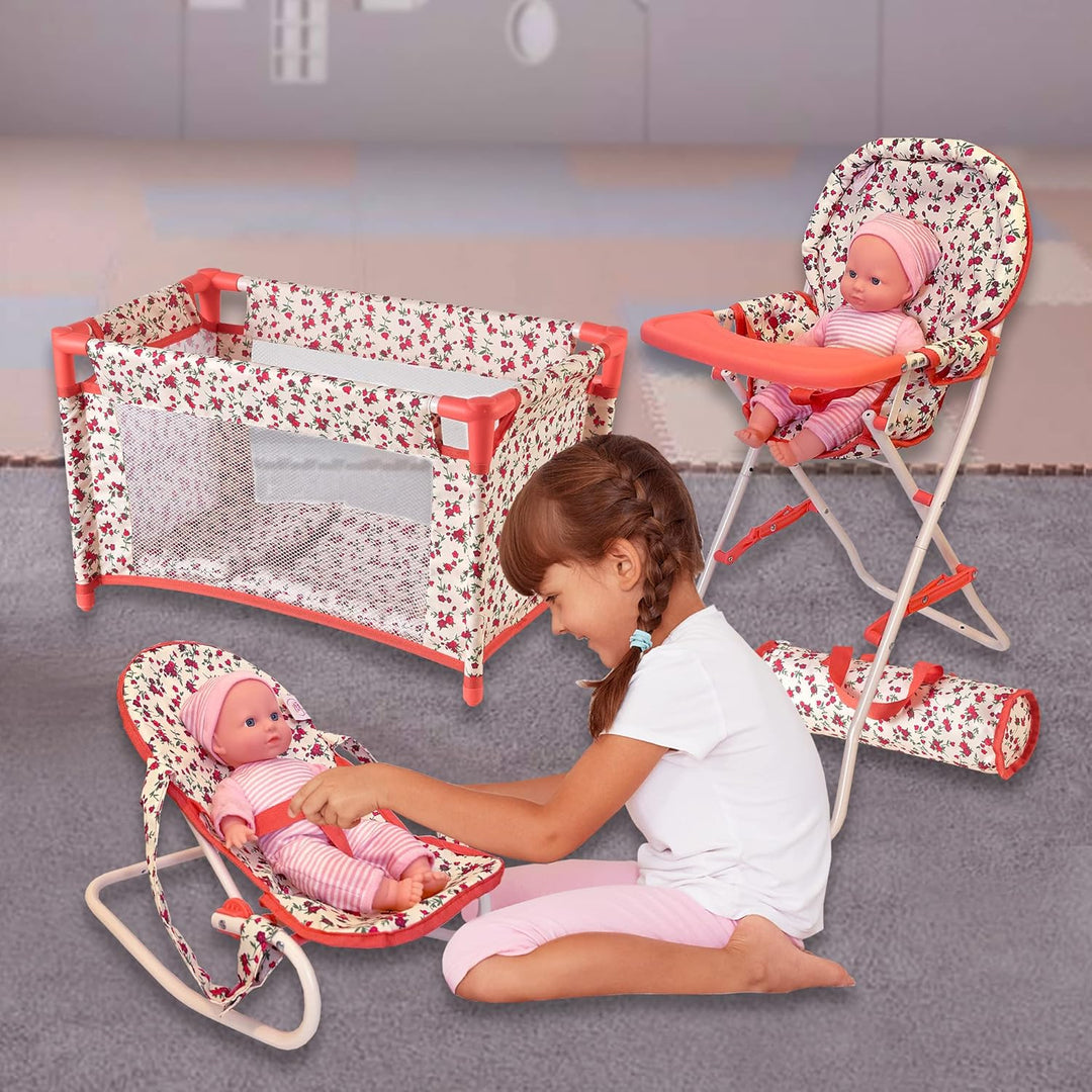 Conjunto de accesorios para muñeca bebé floral, cuna para muñeca de...