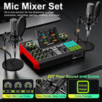 TENLAMP Paquete de mezclador de audio G10 Creator con micrófonos duales
