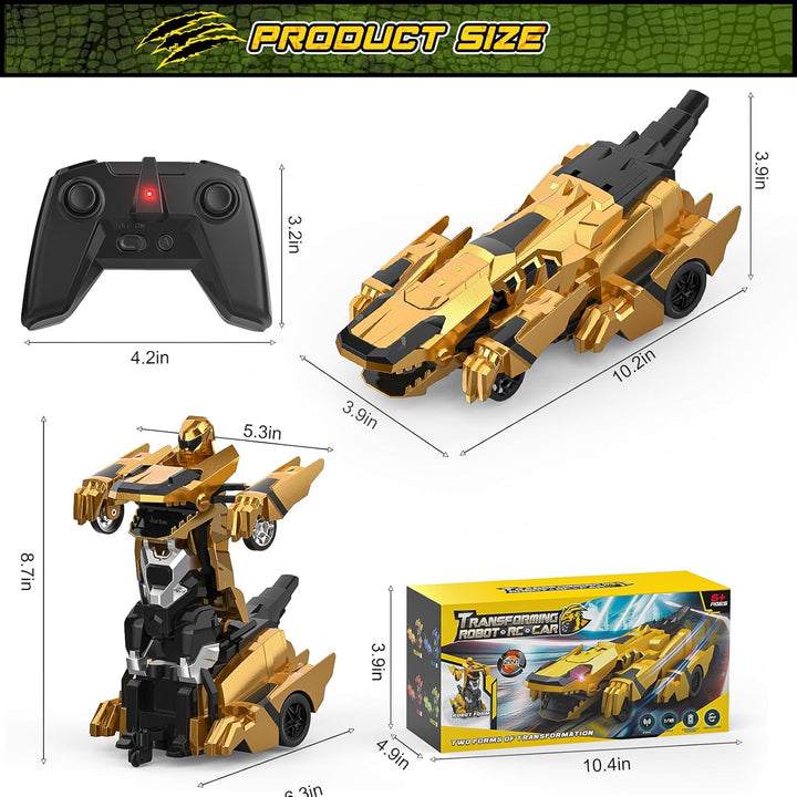 Kroyedfuw Coches de control remoto de dinosaurio, robot transformad...