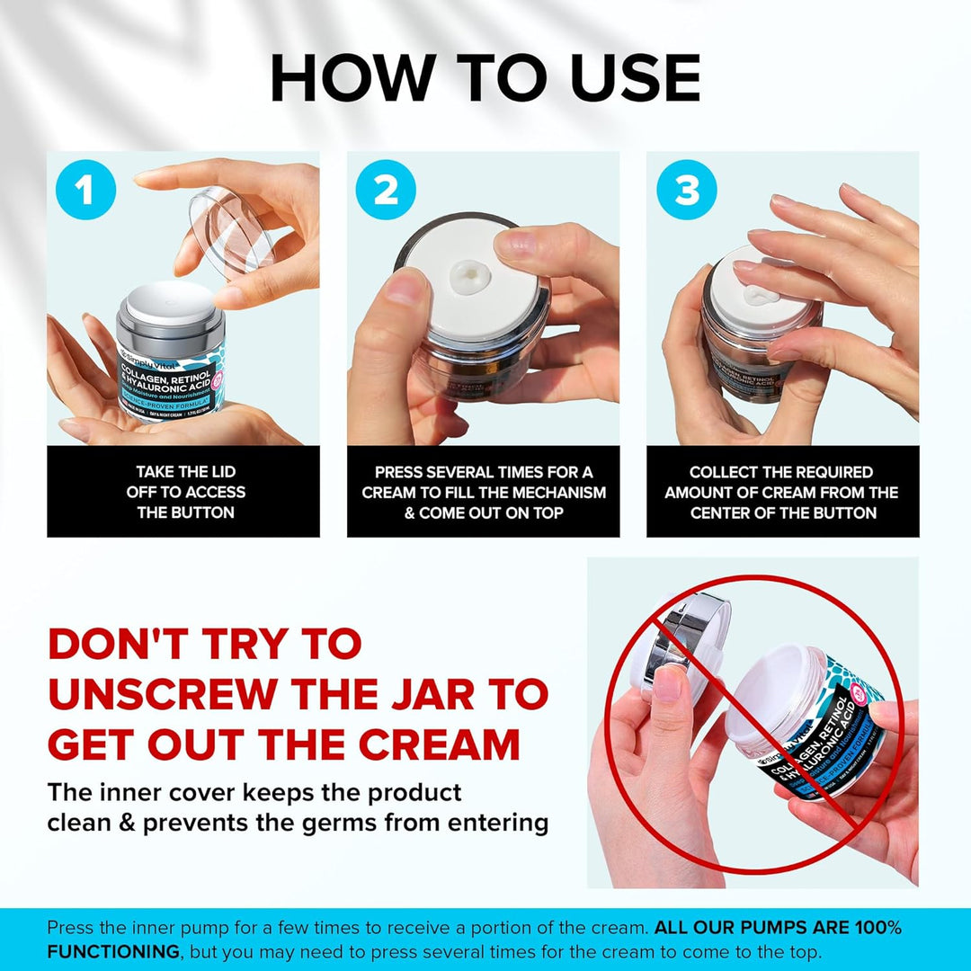 SimplyVital - Crema hidratante de colágeno, retinol y ácido hialuró...