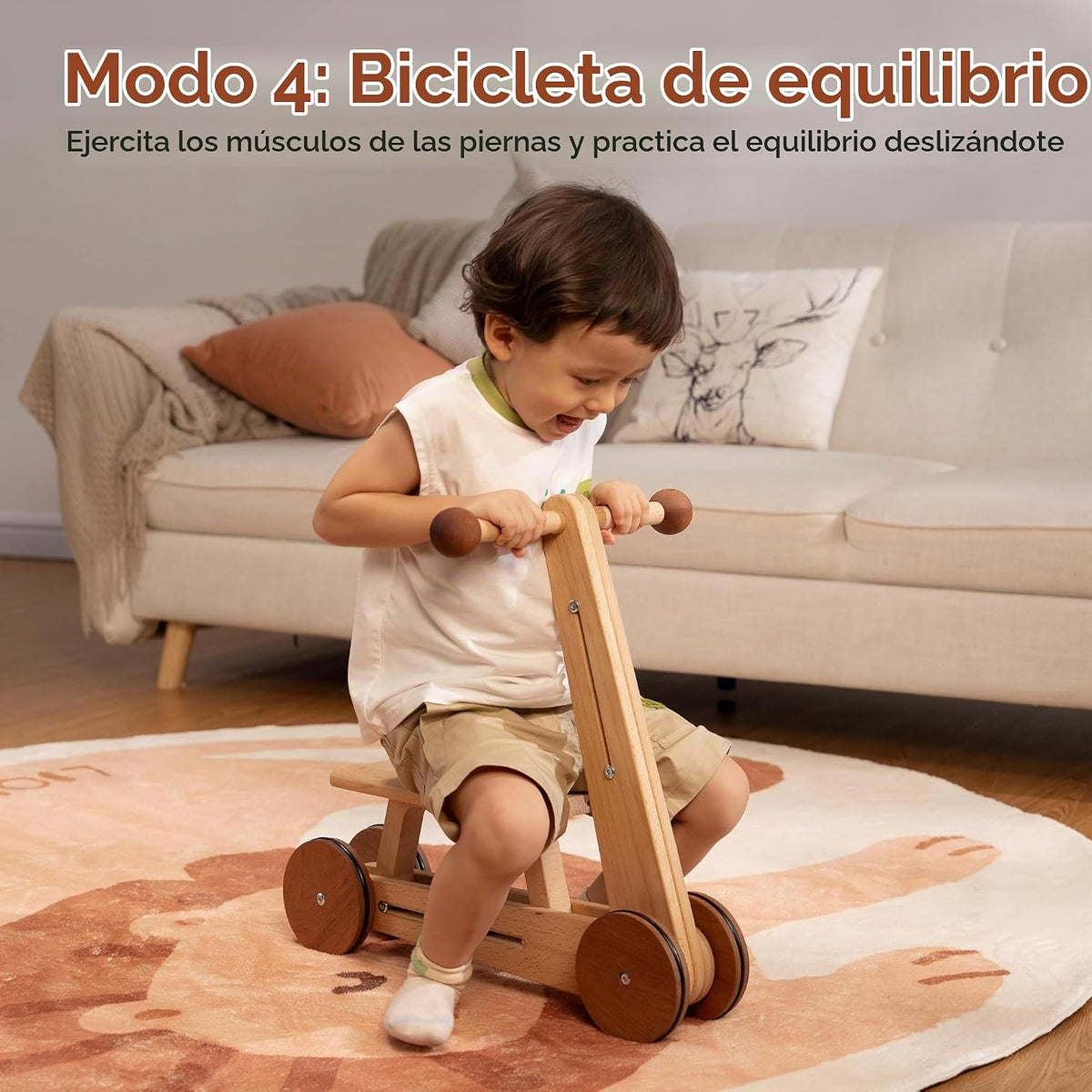 Woodtoe - Andador de madera para bebé, 4 en 1, juguete Montessori para