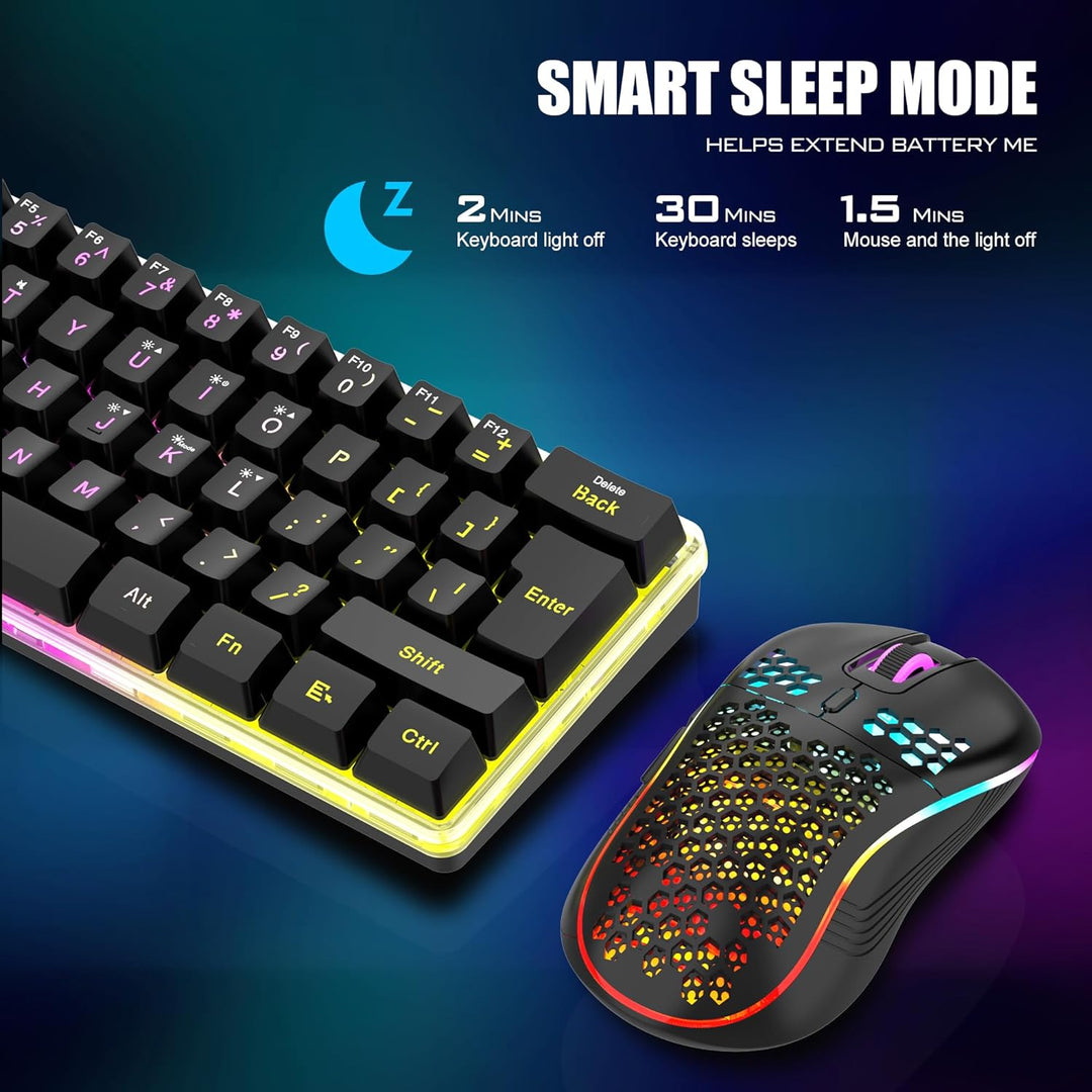 RedThunder Combo de teclado y mouse para juegos inalámbrico del 60%...