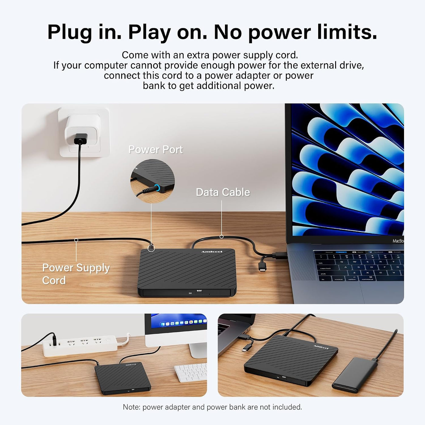 Amicool - Grabador externo USB-C USB 3.0 de CD\/DVD para computador...
