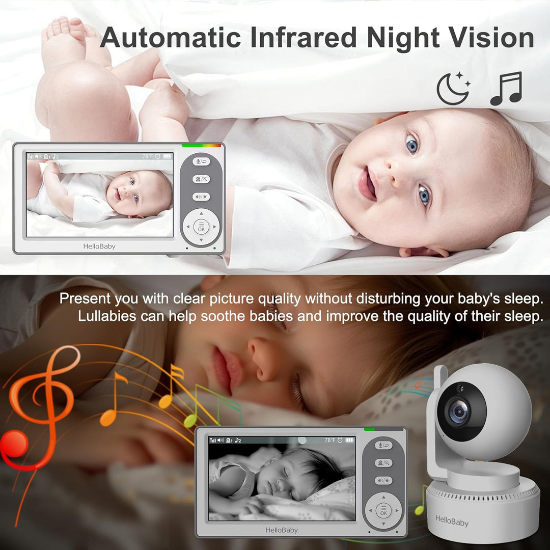 HelloBaby Monitor de Bebé con Video de 4.3'' con Batería de...