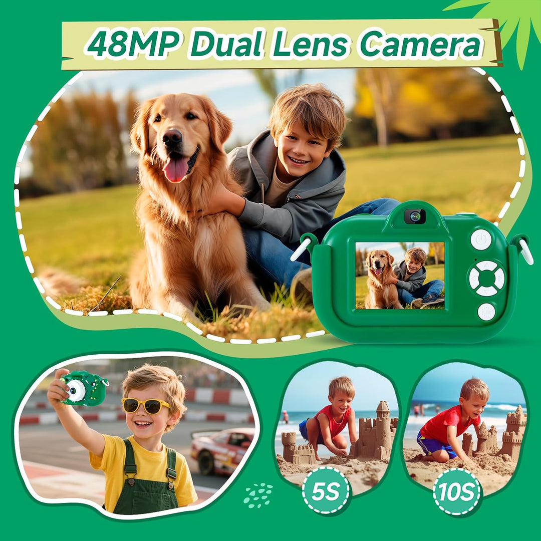 Juguetes de cámara para niños de 4 a 8 años, cámara digital verde 1...
