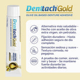 Denttach Gold Adhesivo para Dentaduras, Crema Adhesiva Premium a Ba...