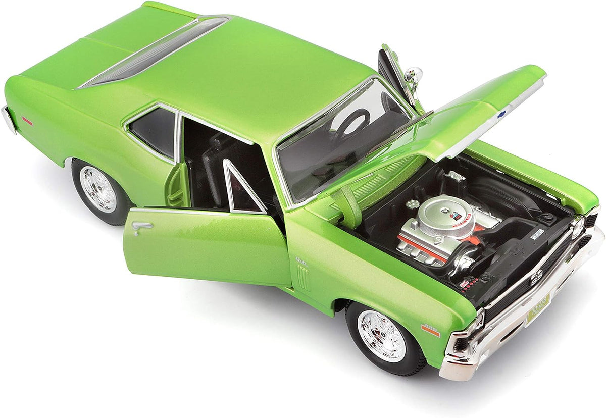 Maisto 1:24 Escala 1970 Chevrolet Nova SS Vehículo fundido a presión (los colores pueden variar), verde