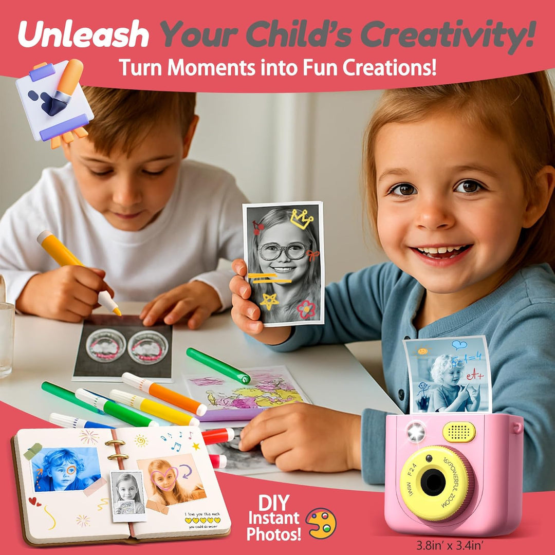 ROHSCE Cámara instantánea para niños, cámara de impresión digital d...