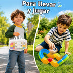 Juego de tren eléctrico 3D para niños, 22 piezas de juguete de pista de carreras 3D, juguete de tren de viaje portátil con bolsa de viaje, juegos de pista de carreras para niños, niños y niñas de 3