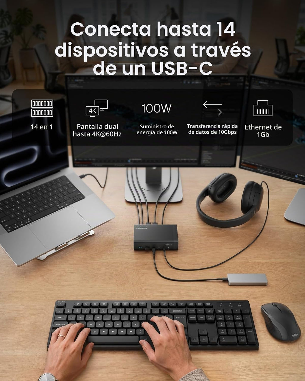 Belkin Estación de acoplamiento de doble pantalla DisplayLink