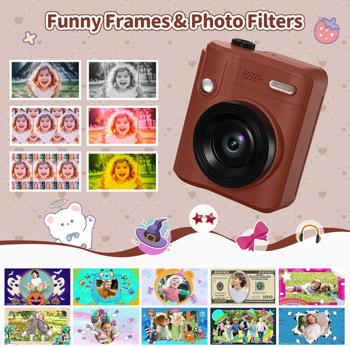 Gofunly Impresión instantánea de cámara para niños, juguete de cáma...