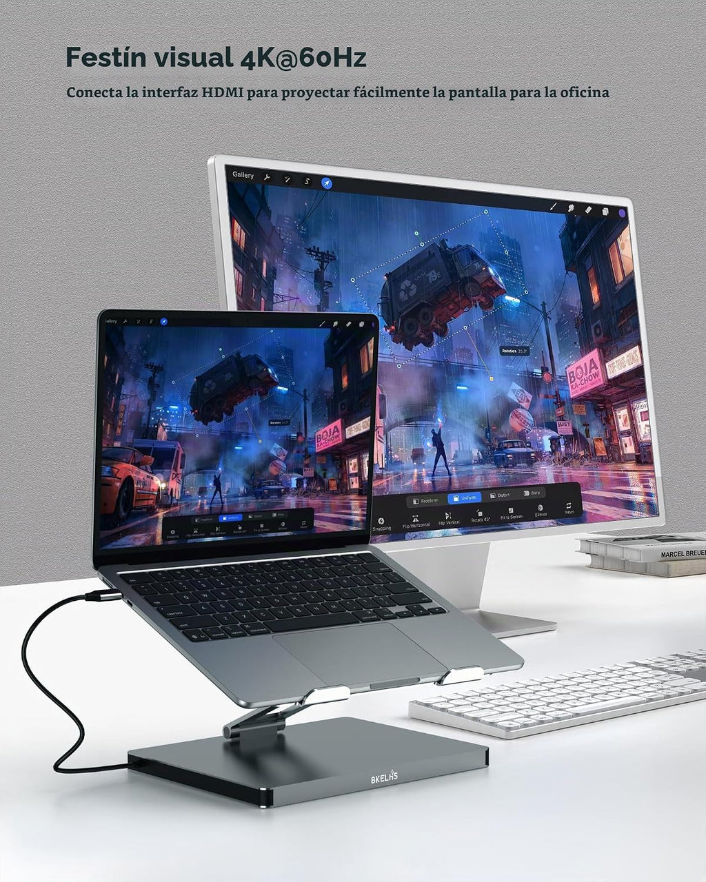 Soporte de concentrador USB C para MacBook Pro, adaptador 10 en 1 para MacBook Air Docking Station con 4K 60Hz HDMI, RJ45 Gigabit Ethernet, lector de tarjetas SD/TF, 4 USB 3.0 para iPad/Dell HP/Surface/Lenovo Laptop Dock