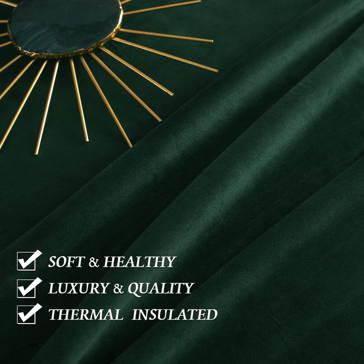 RYB HOME Cortinas opacas de terciopelo verde de 84 pulgadas para dormitorio