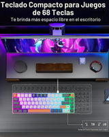 CORBOBO Teclado 60%, teclado para juegos retroiluminado RGB con cab...
