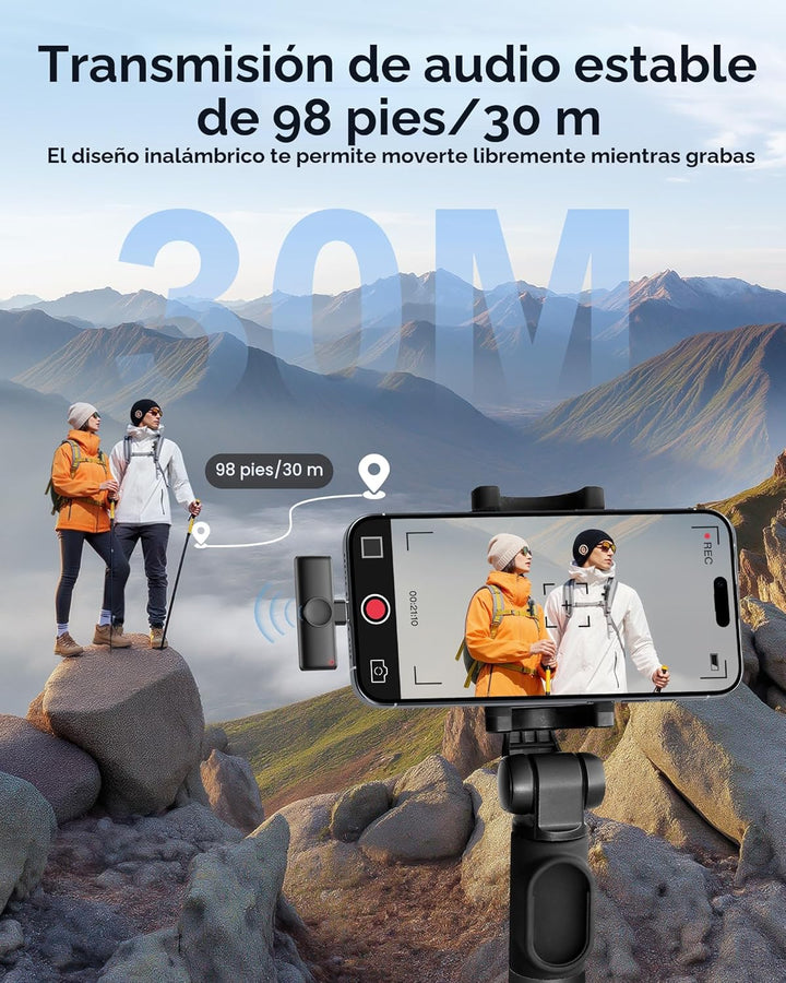 Micrófono inalámbrico para iPhone, iPad y teléfono Android, paquete...