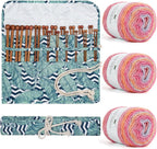 Aeelike Juego de 18 pares de agujas de tejer con 3 madejas, hilo de pastel degradado súper suave, 100 g (3.52 oz) 803.8 ft (267 yardas)
