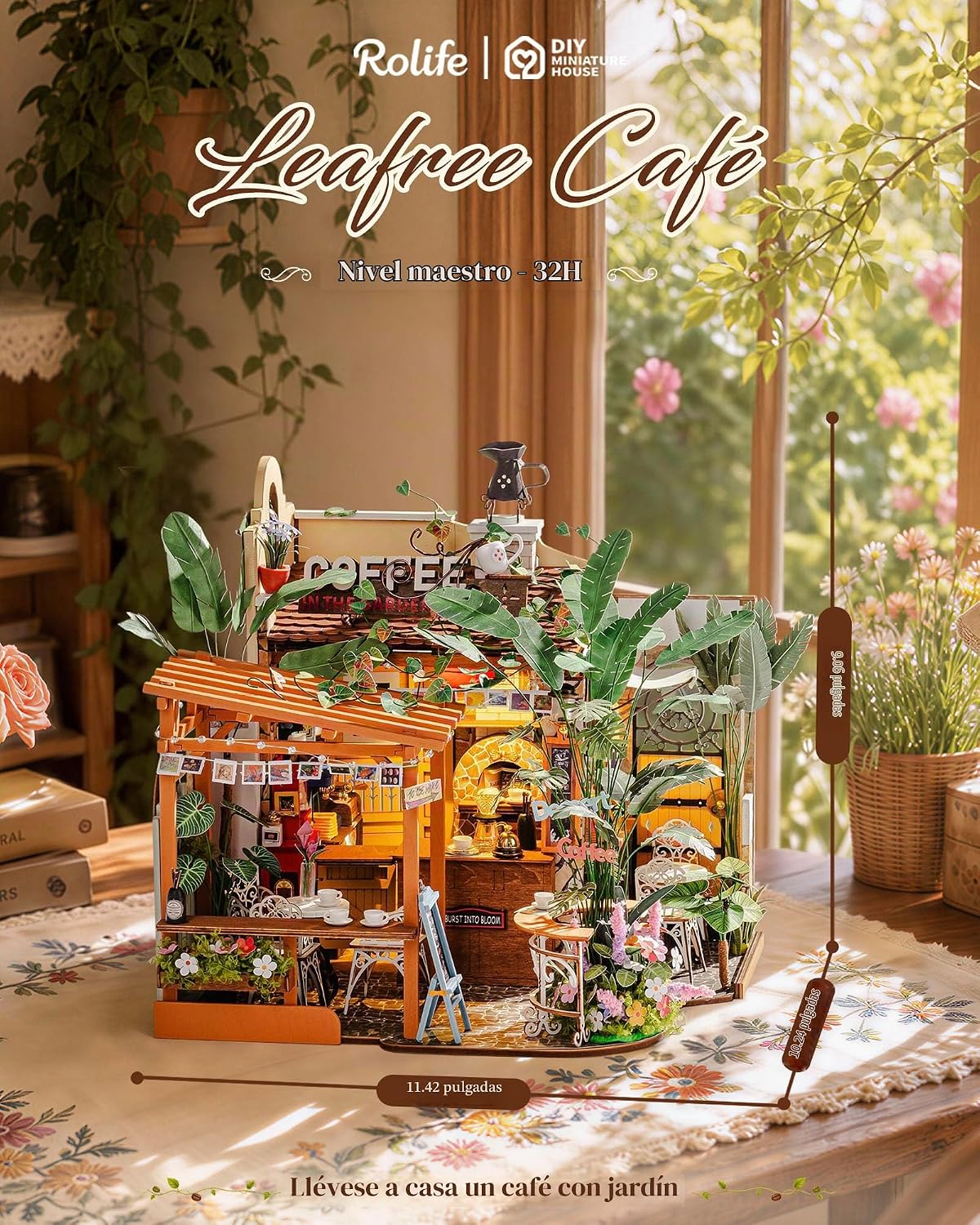 Rolife Kit de cafetería en miniatura de bricolaje para adultos-Leafree Café