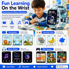 Reloj inteligente para niños de 5 a 12 años, juegos de funciones Ai con pantalla táctil HD, con cámara de video, reproductor de música, podómetro, ritmo cardíaco, rastreador de sueño, regalos de Navidad y cumpleaños para niños (camuflaje, 1.85 pulgadas)