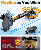 2026 Ultimate Best【Grado militar real y certificación de seguridad】Soporte de teléfono para automóvil HTU【Rotación 360° mejorada y succión más fuerte de 100LBS】Soporte 5 en 1 para parabrisas, tablero y ventilación de camión para iPhone y Android, Negro