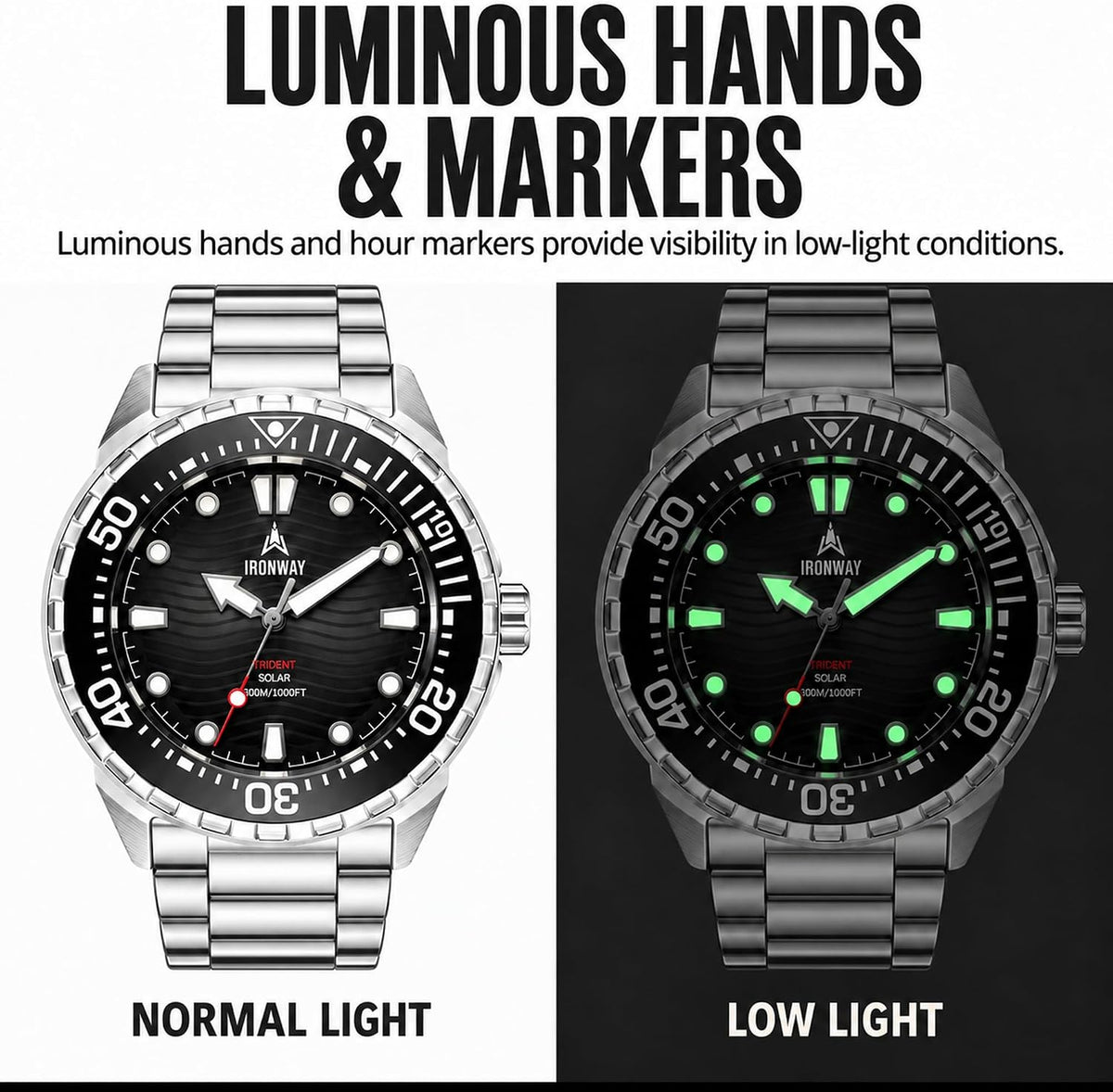 IRONWAY Reloj de buceo para hombre, 300M/30ATM resistente al agua, cuarzo