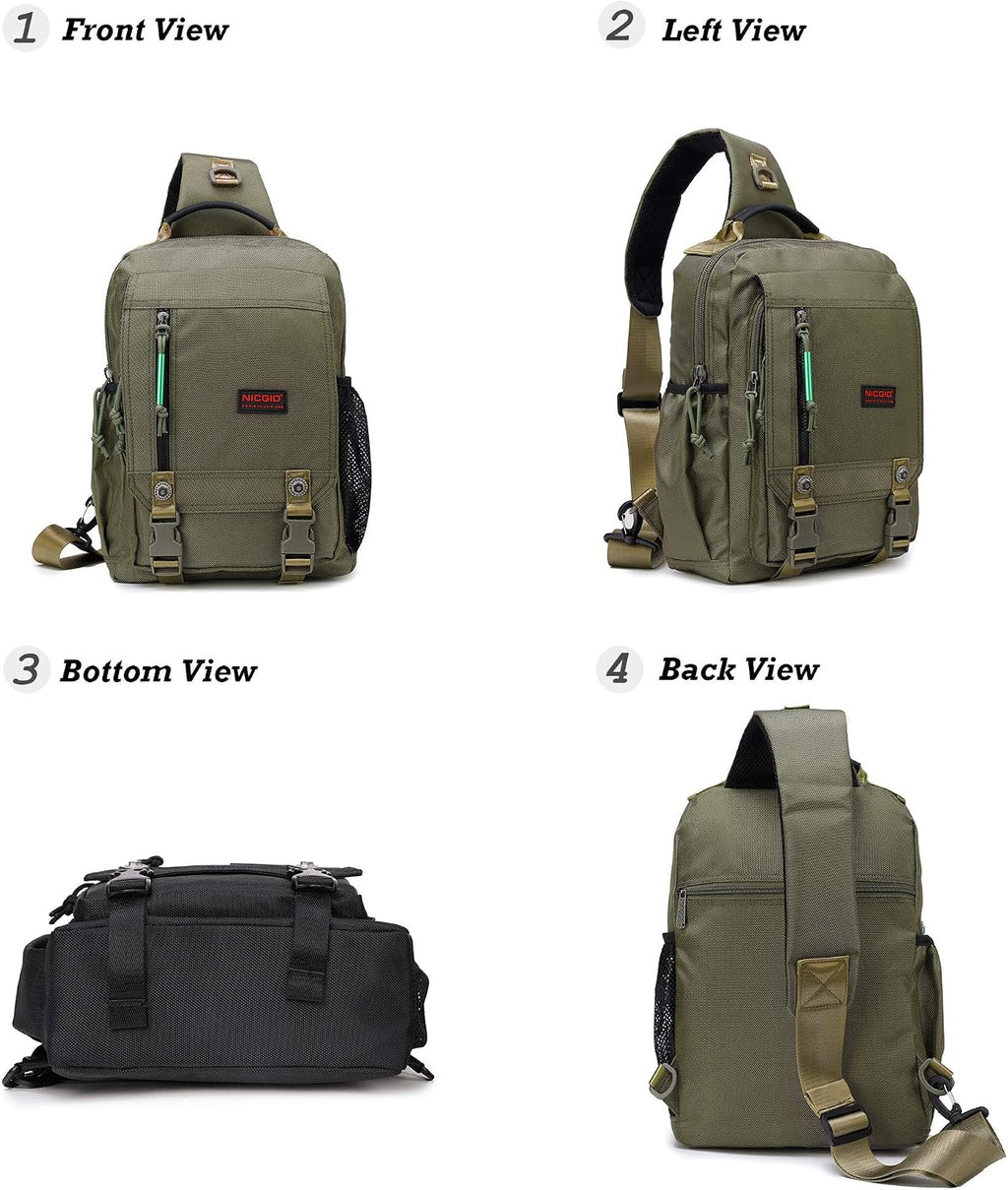 NICGID Bandoleras de hombro en el pecho, mochila para laptop, bolsa de mensajero cruzada para viajes al aire libre, hombres y mujeres