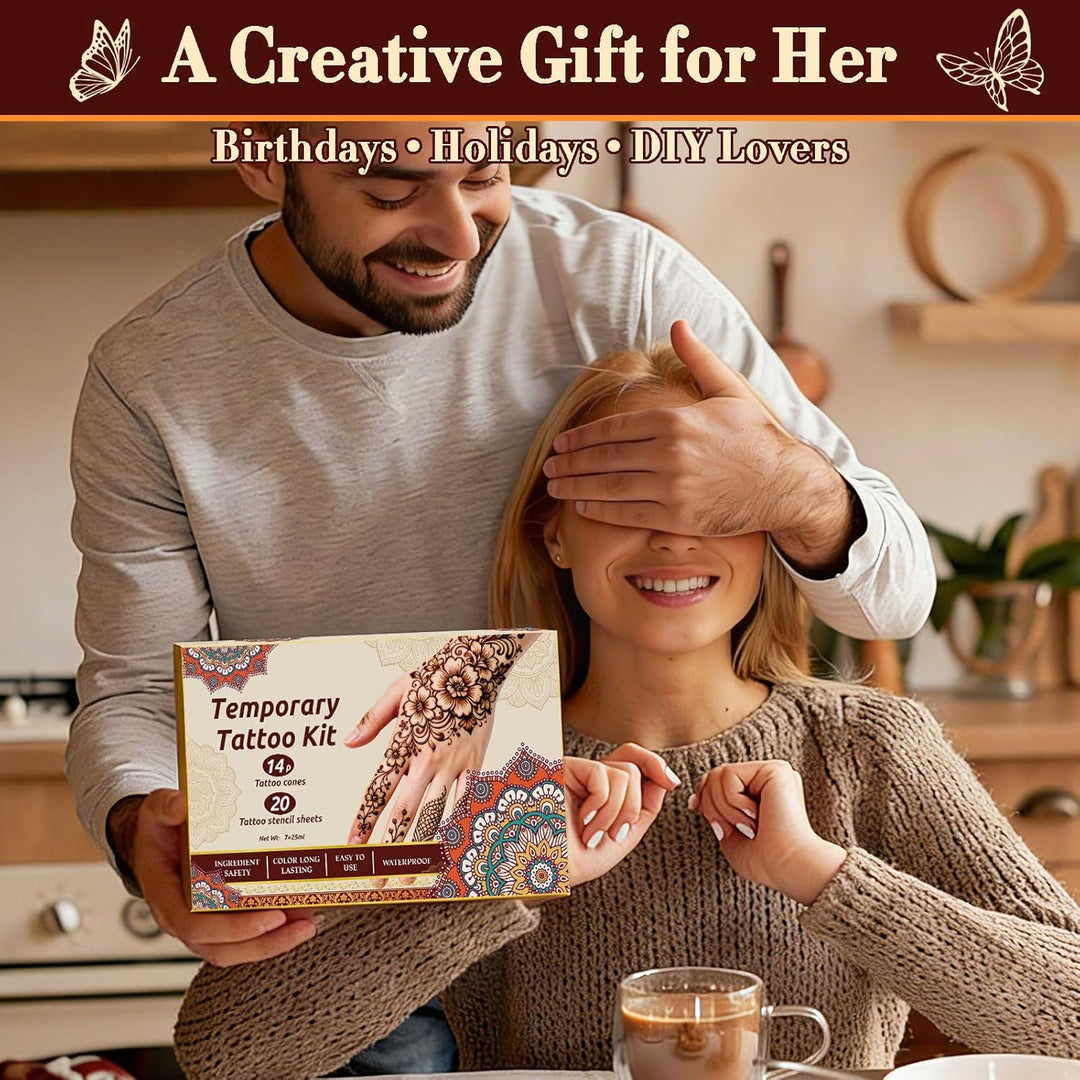Kit de tatuaje temporal de arte corporal con 20 plantillas reutiliz...