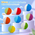 Bombas de baño para niños, 24 bombas de baño con sorpresa que brilla en la oscuridad en el interior, burbujas coloridas naturales y orgánicas para niños, regalo perfecto de cumpleaños, Halloween o