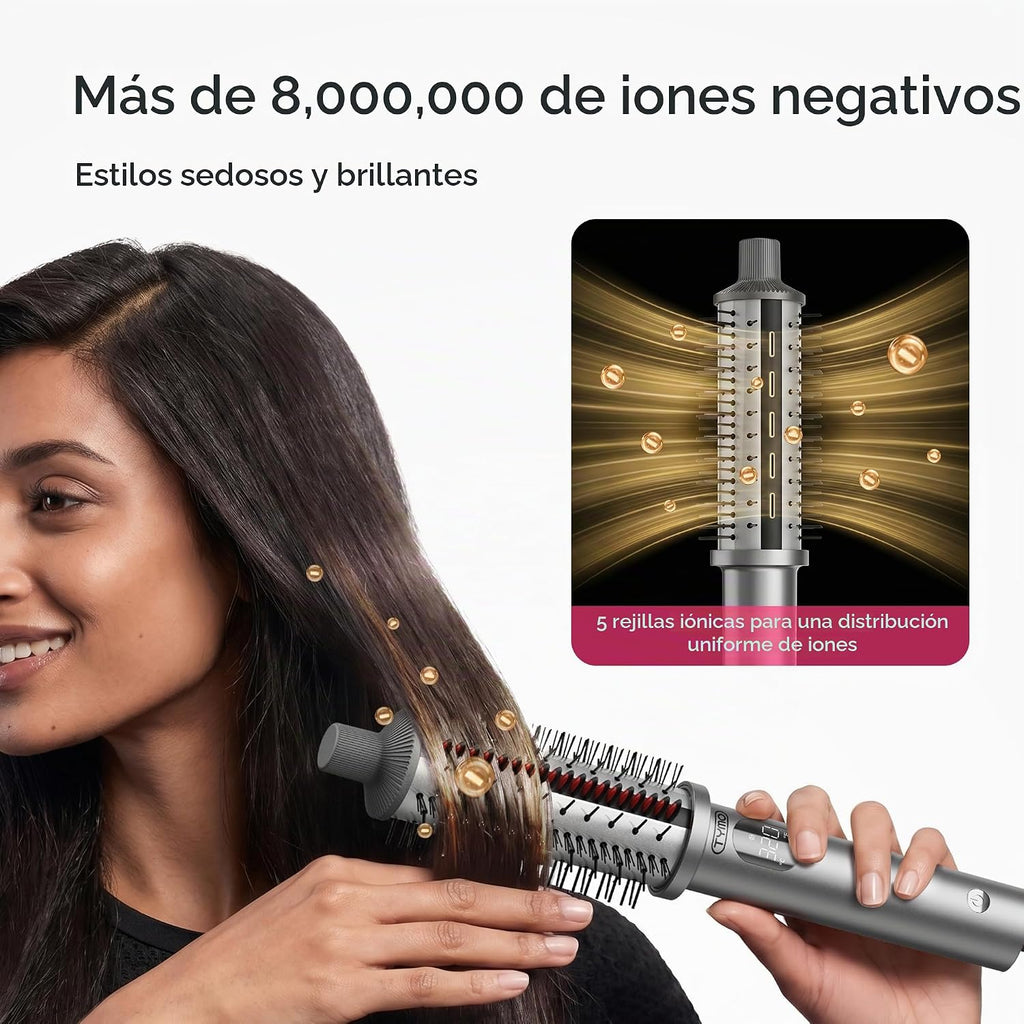 TYMO STYLUX PRO - Cepillo térmico para rizar, cepillo redondo calentado de