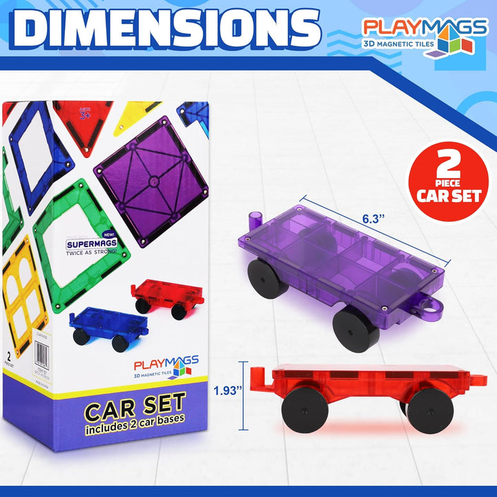 Playmags Juego de coche de 2 piezas: con imanes más fuertes, juguet...
