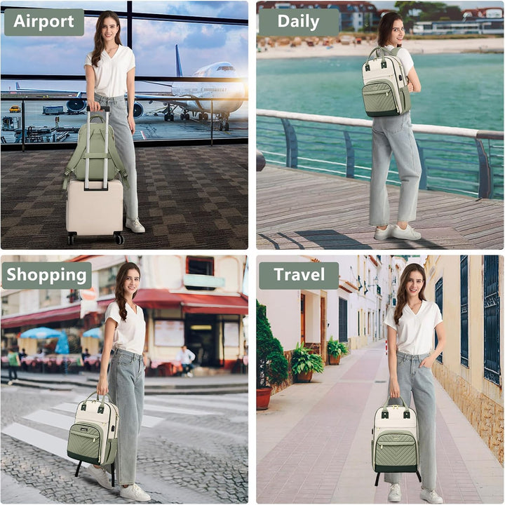 bagswan Mochila para laptop para mujer, 31-beige verde claro, 17,3...
