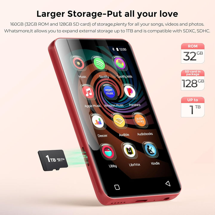innioasis Reproductor MP3 de 160GB con Bluetooth y WiFi, reproducto...