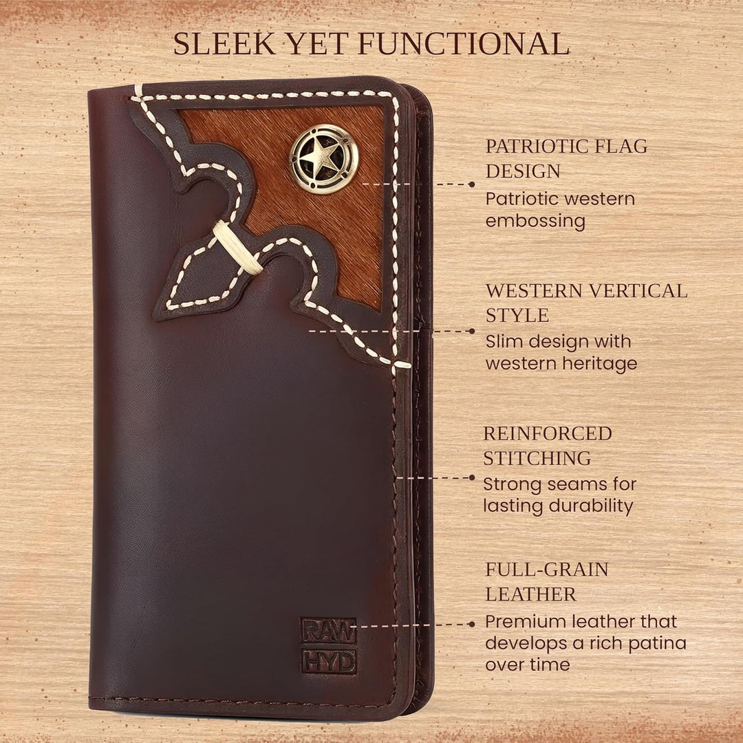 RAW HYD - Cartera larga de cuero para hombres | Funda de chequera d...