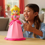 Super Mario Yours Truly, Princess Peach Figura de acción coleccionable de muñeca mide aproximadamente 12 pulgadas de alto, con 6 puntos de articulación, más de 25 citas de videojuegos, sonidos y