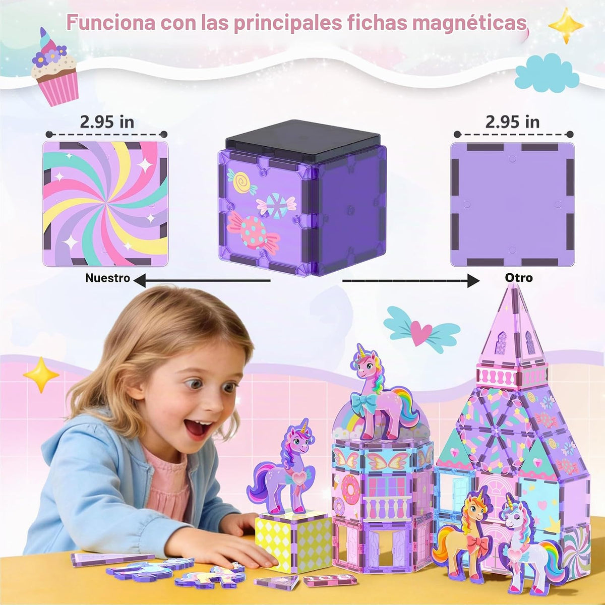 GobiDex Juego de construcción de 100 piezas de azulejos magnéticos de