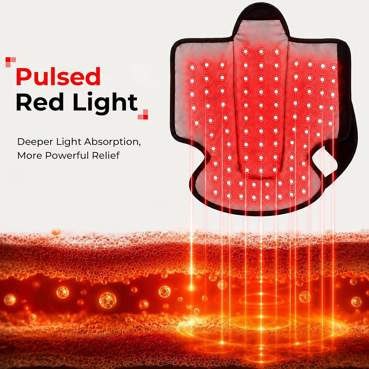 LTW Terapia de luz roja mejorada para pies, 101 LED de tres chips de terapia de luz infrarroja con 660 nm y 850 nm, 3 niveles de calor, 5 intensidades de luz con modo de pulso, 5000 mAh inalámbrico