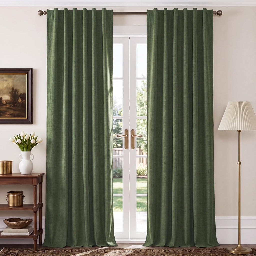 NICETOWN Cortinas 100% opacas de color verde oliva oscuro de 84 pulgadas de
