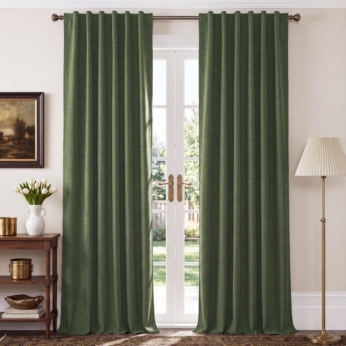 NICETOWN Cortinas 100% opacas de color verde oliva oscuro de 84 pulgadas de