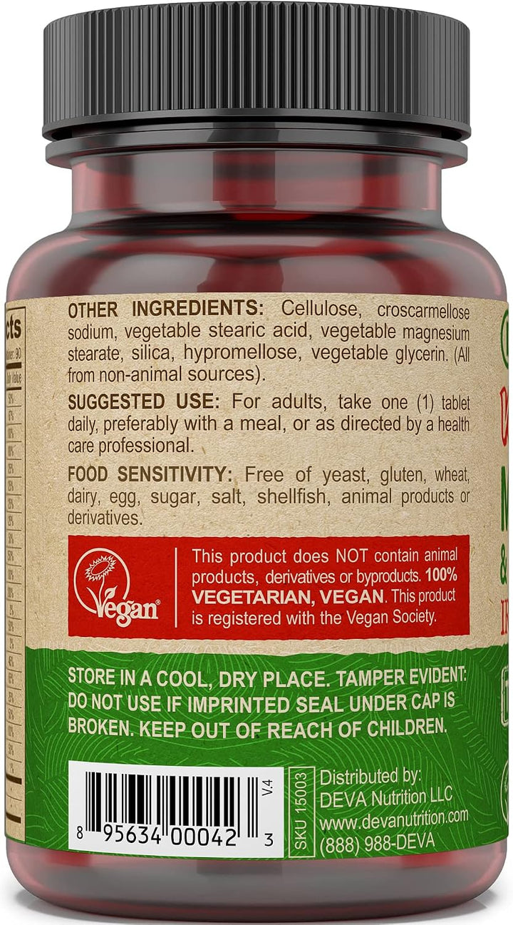 Deva Suplemento multivitamínico y mineral vegano sin hierro, con vi...