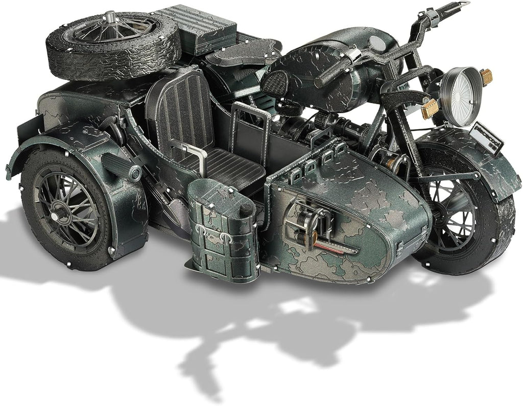 Piececool - Rompecabezas 3D para adultos, kits de construcción de modelos de metal de motocicleta con sidecar para tiempo en familia, artes y manualidades de sidecar para armar uno mismo, los mejores